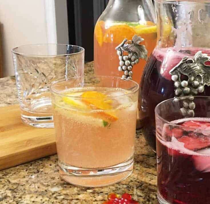 White wine sangria in a glass with ice