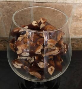 peanut brittle in a glass