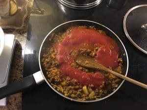 bolognese sauce in frypan