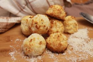 coconut macaroons on a cutting board