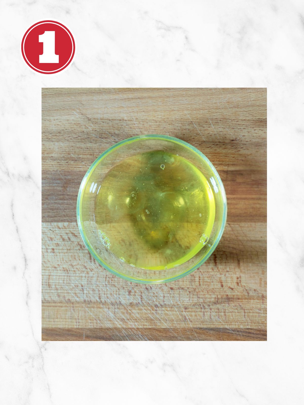 egg white in small clear bowl