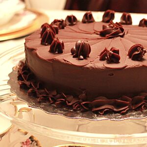 chocolate beet cake on a platter