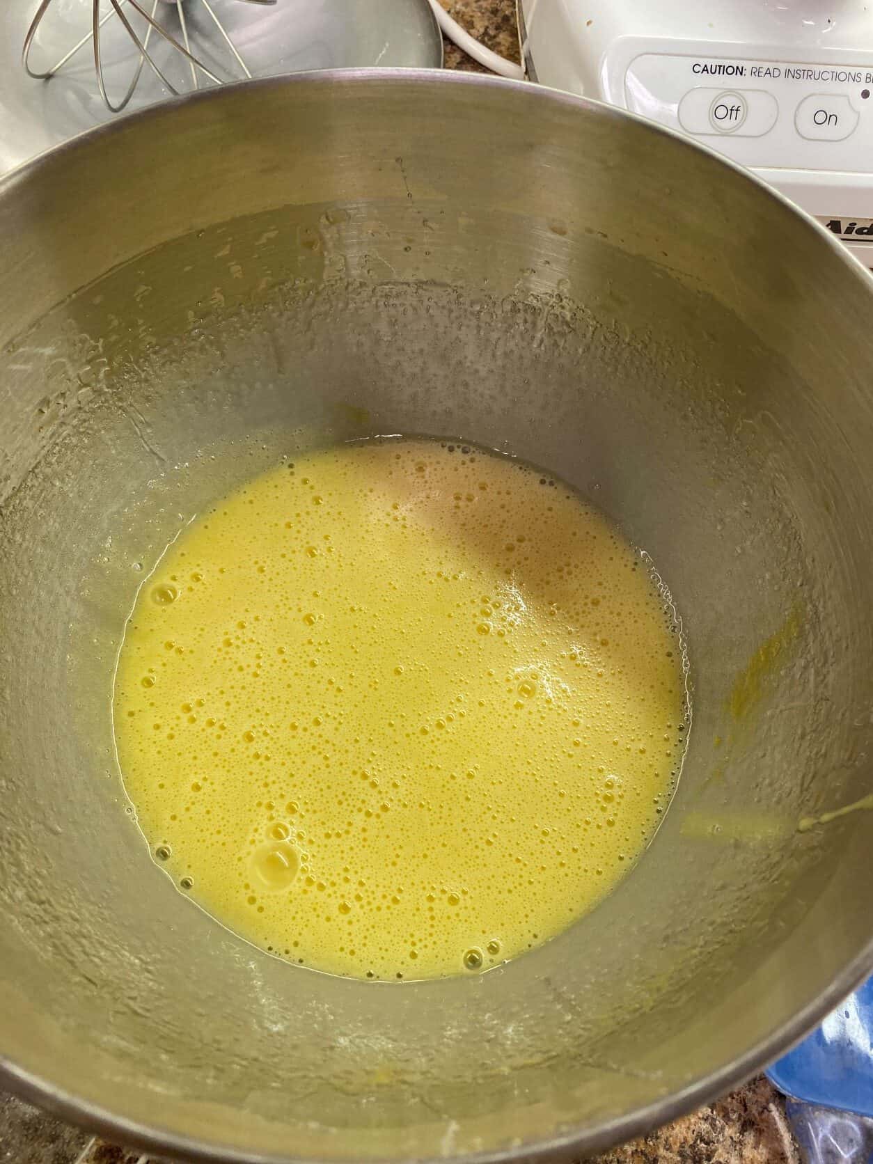 beaten eggs in a stand mixer