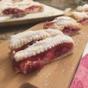 Cherry Strudel on a wooden board