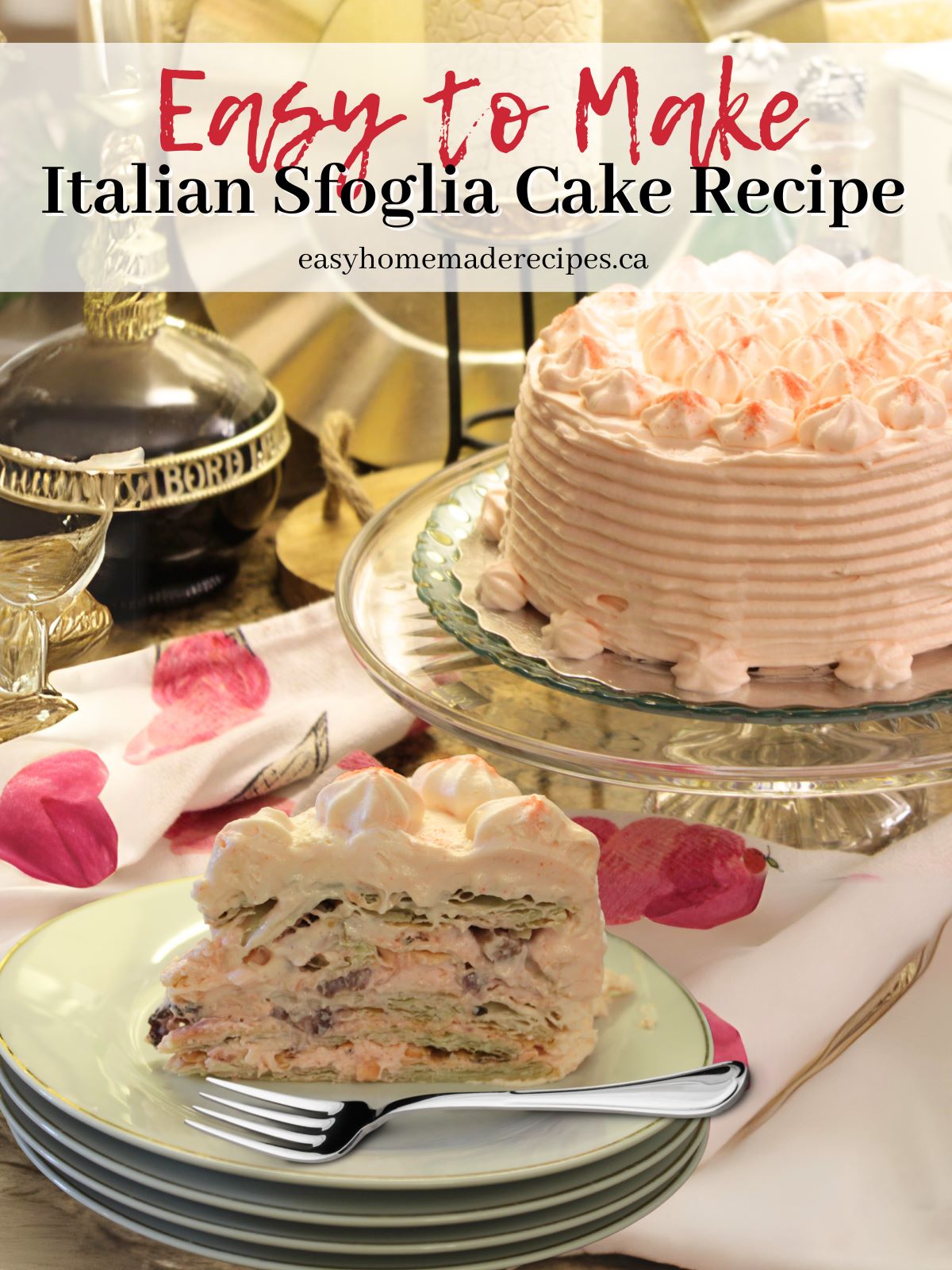 Sfoglia Cake on a platter PIN