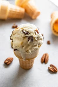 butter pecan icecream in a cone