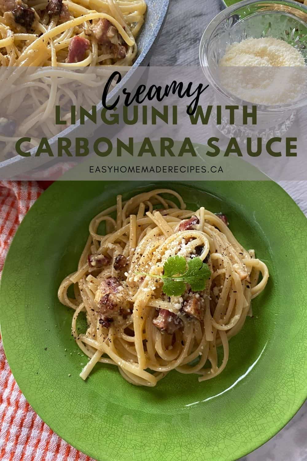 Linguini with Carbonara Sauce PIN for Pinterest