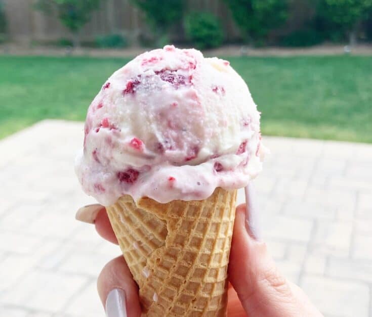 Raspberry Ice Cream in a Cone