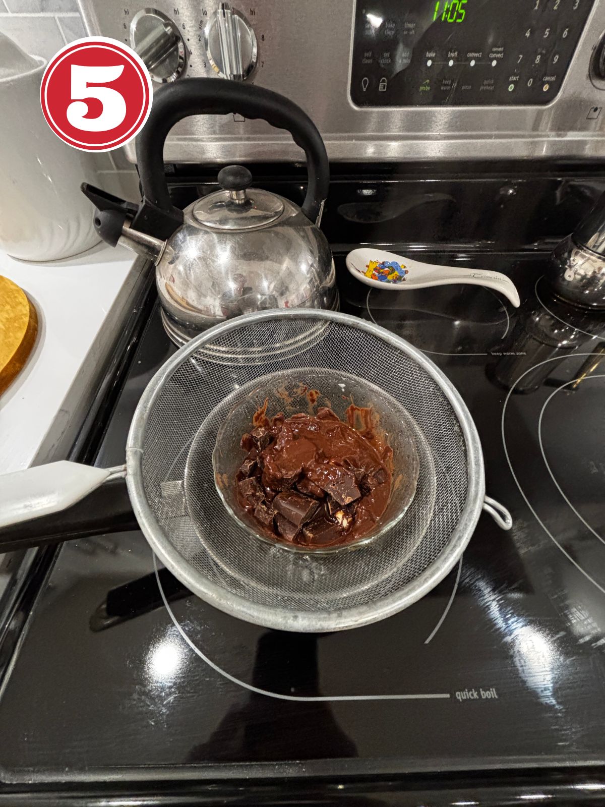 melting chocolate in a make shift double boiler