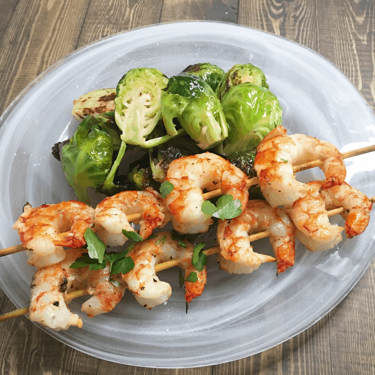 grilled shrimp and brussel sprouts