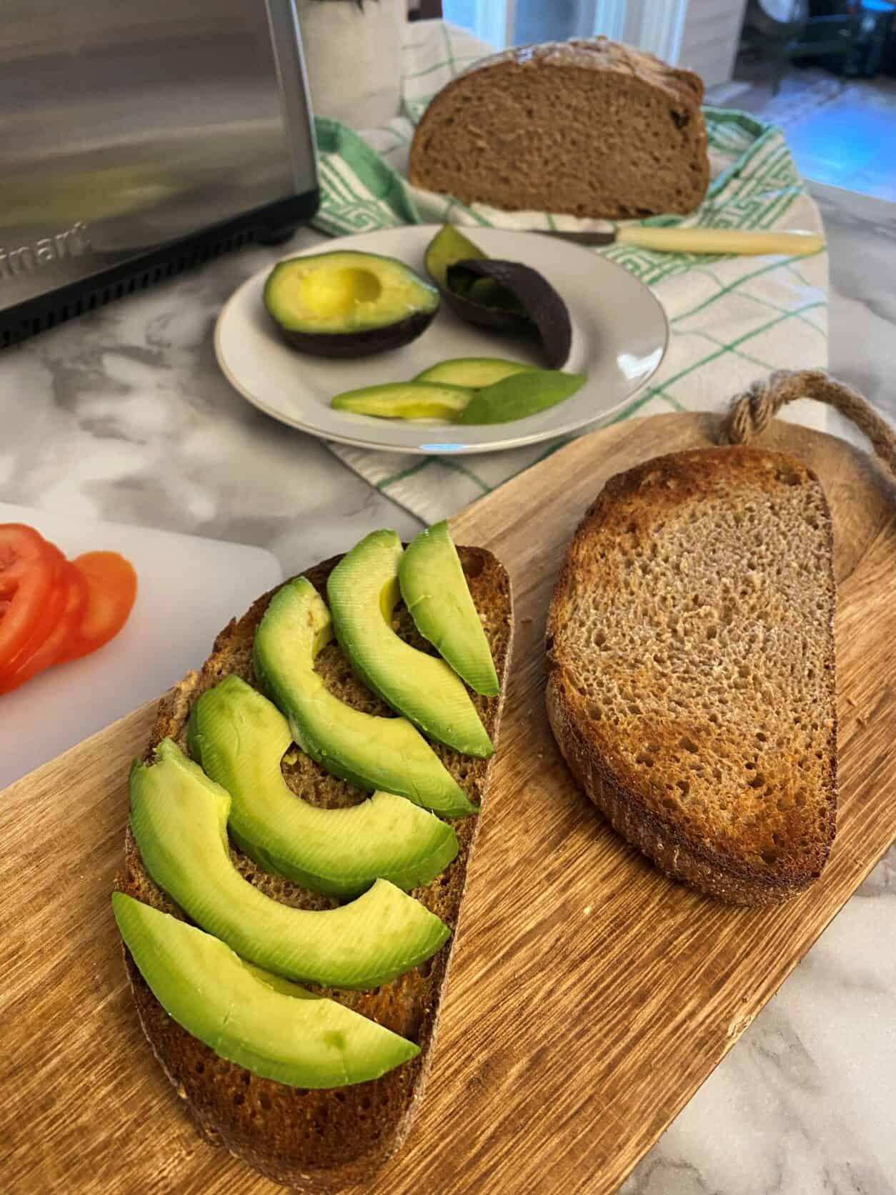 sourdough bread with avocado slices