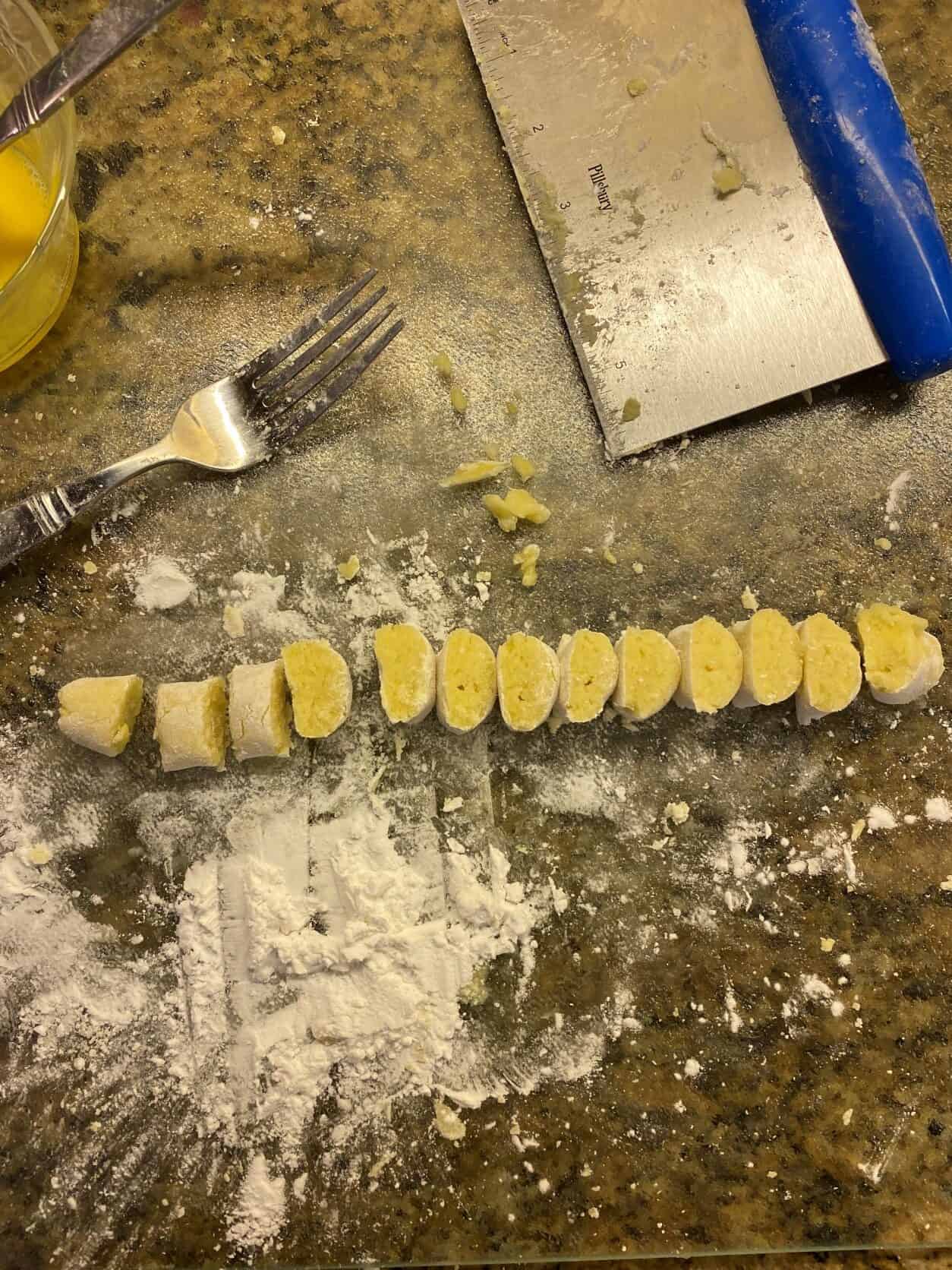 gnocchi finger dough cut in pieces