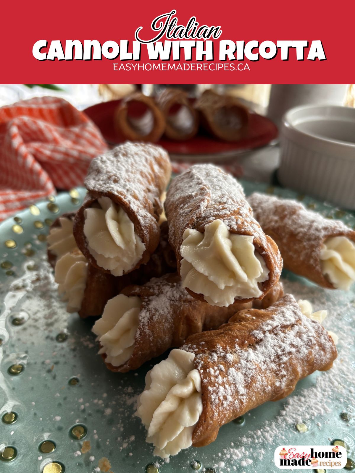 Italian Cannoli with Ricotta on a plate PIN