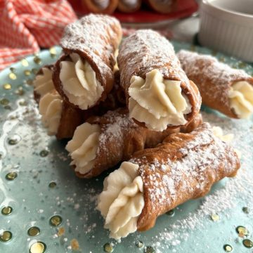 Italian Cannoli with Ricotta on a plate