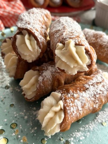 Italian Cannoli with Ricotta on a plate