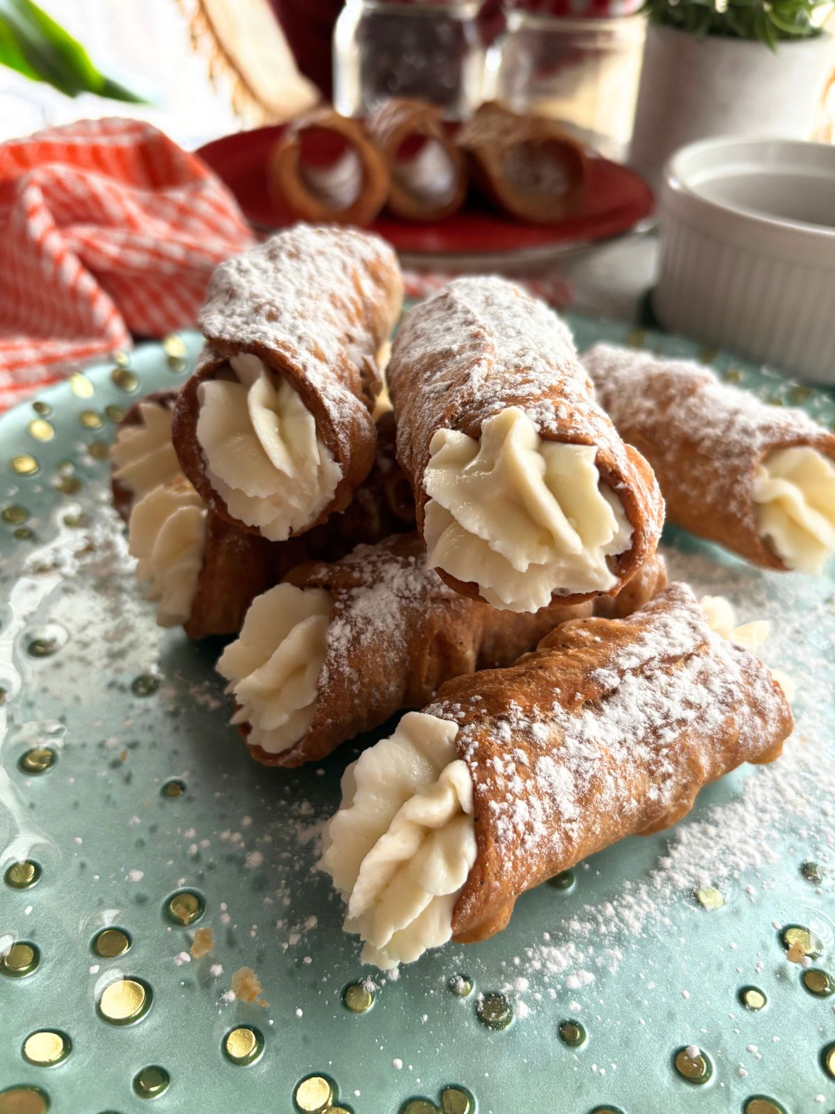 Italian Cannoli with Ricotta on a plate