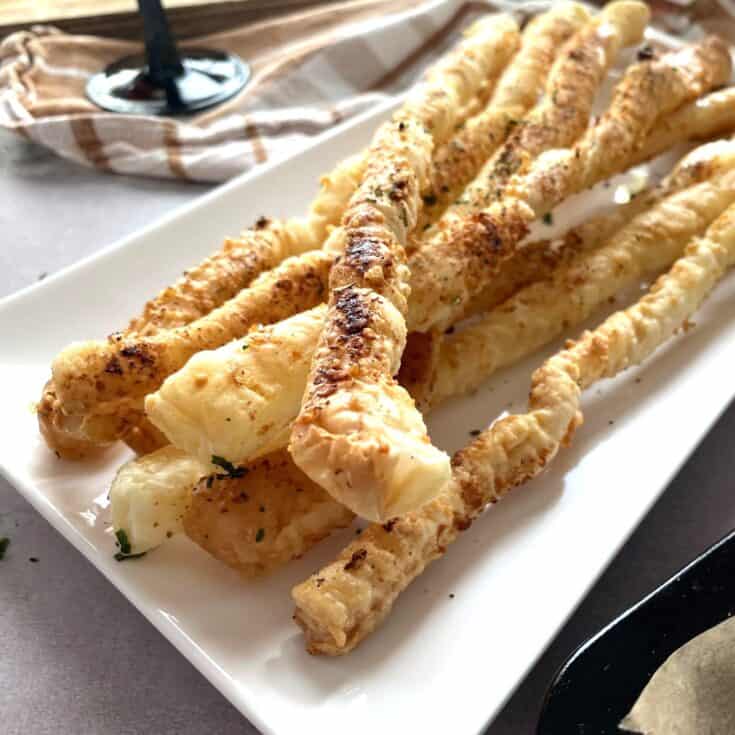 Garlic Bread Sticks in a white plate