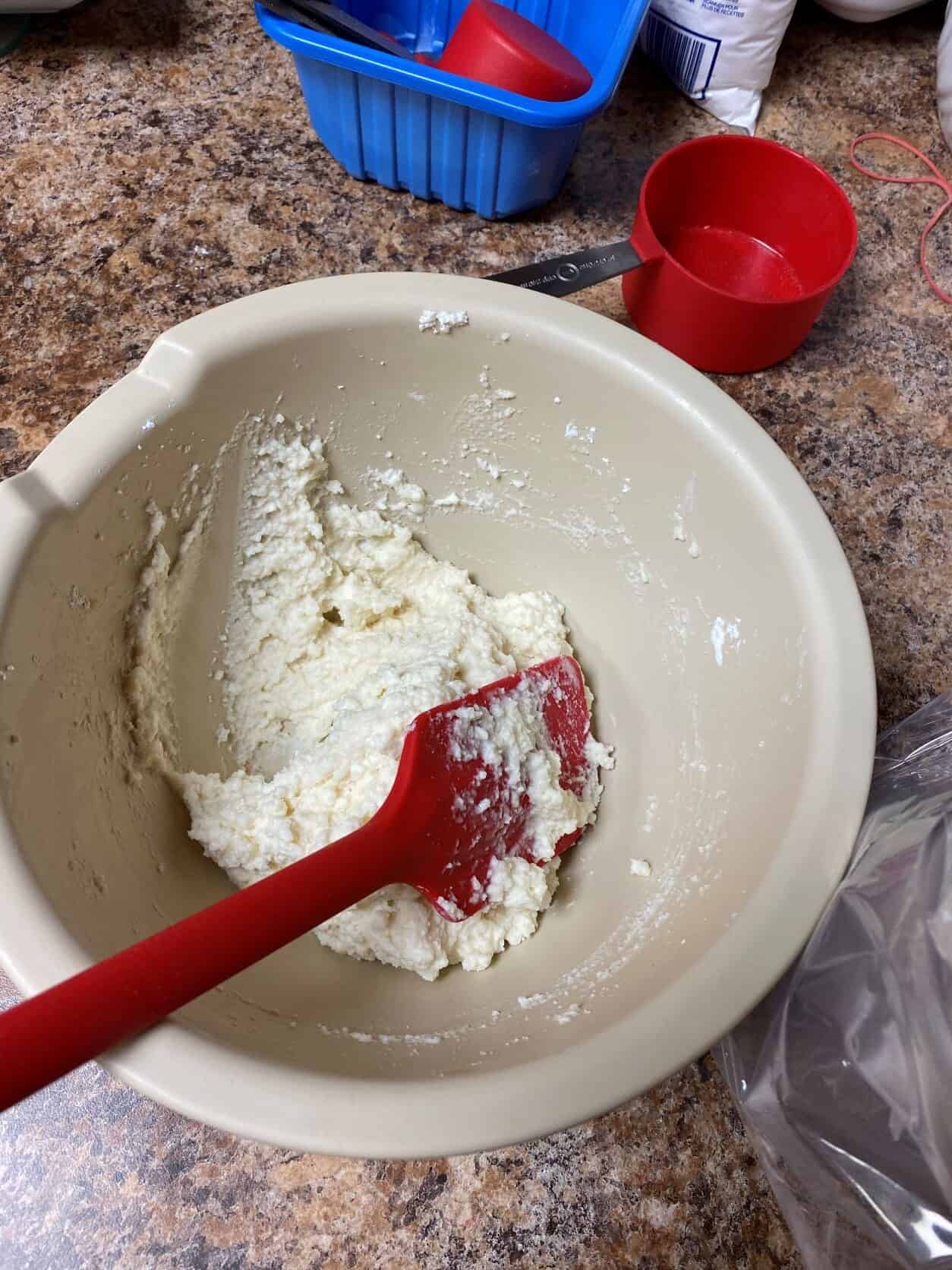 ricotta filling mix in a beige bowl