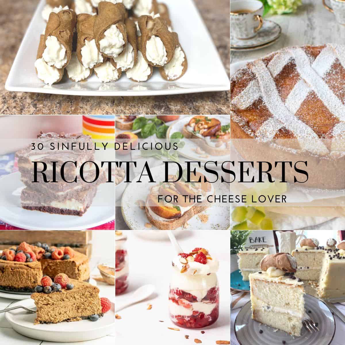 Desserts with ricotta collage