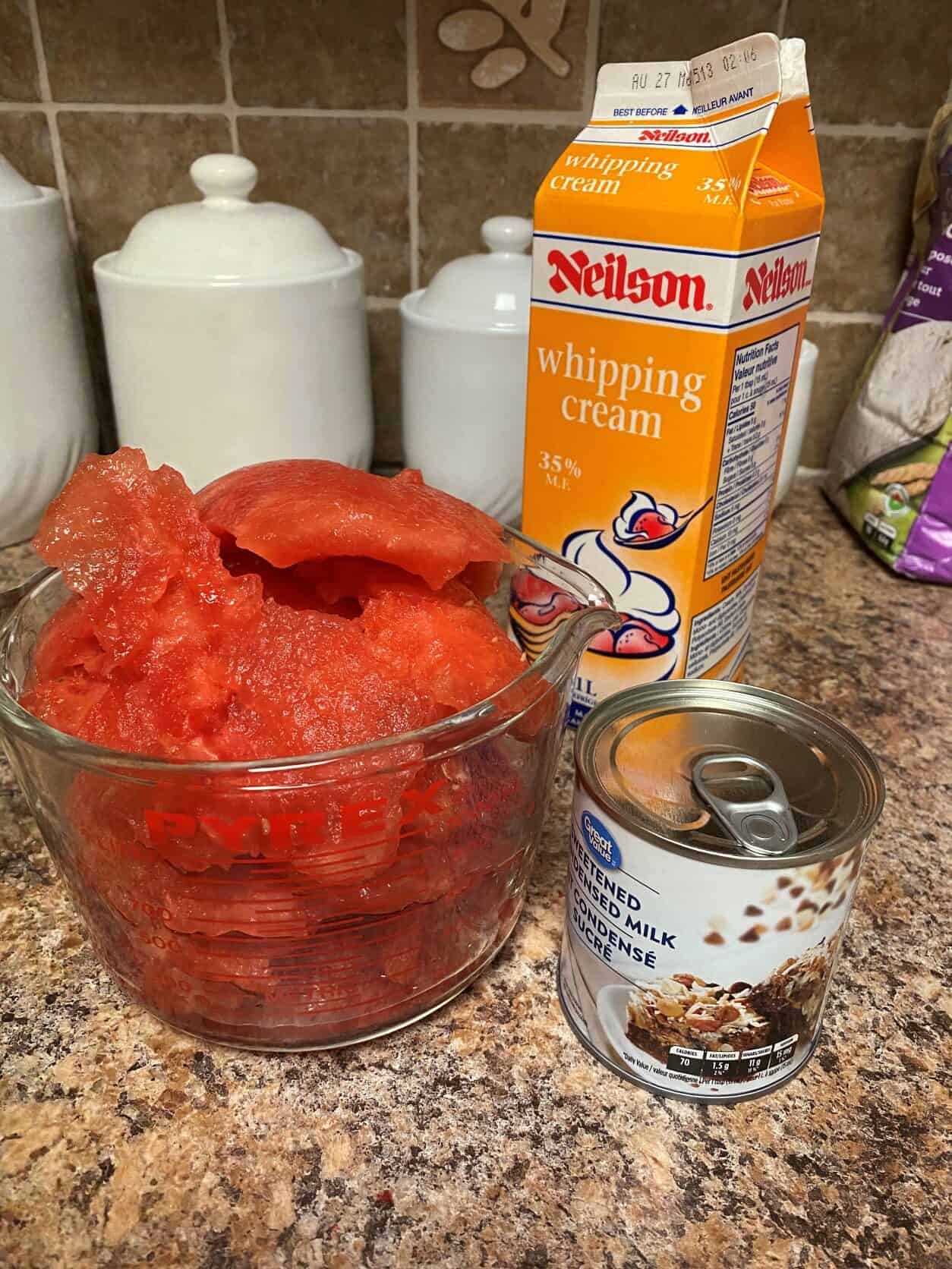 Ingredients for Watermelon Ice Cream