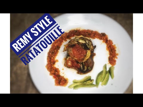 remy style ratatouille in a white plate