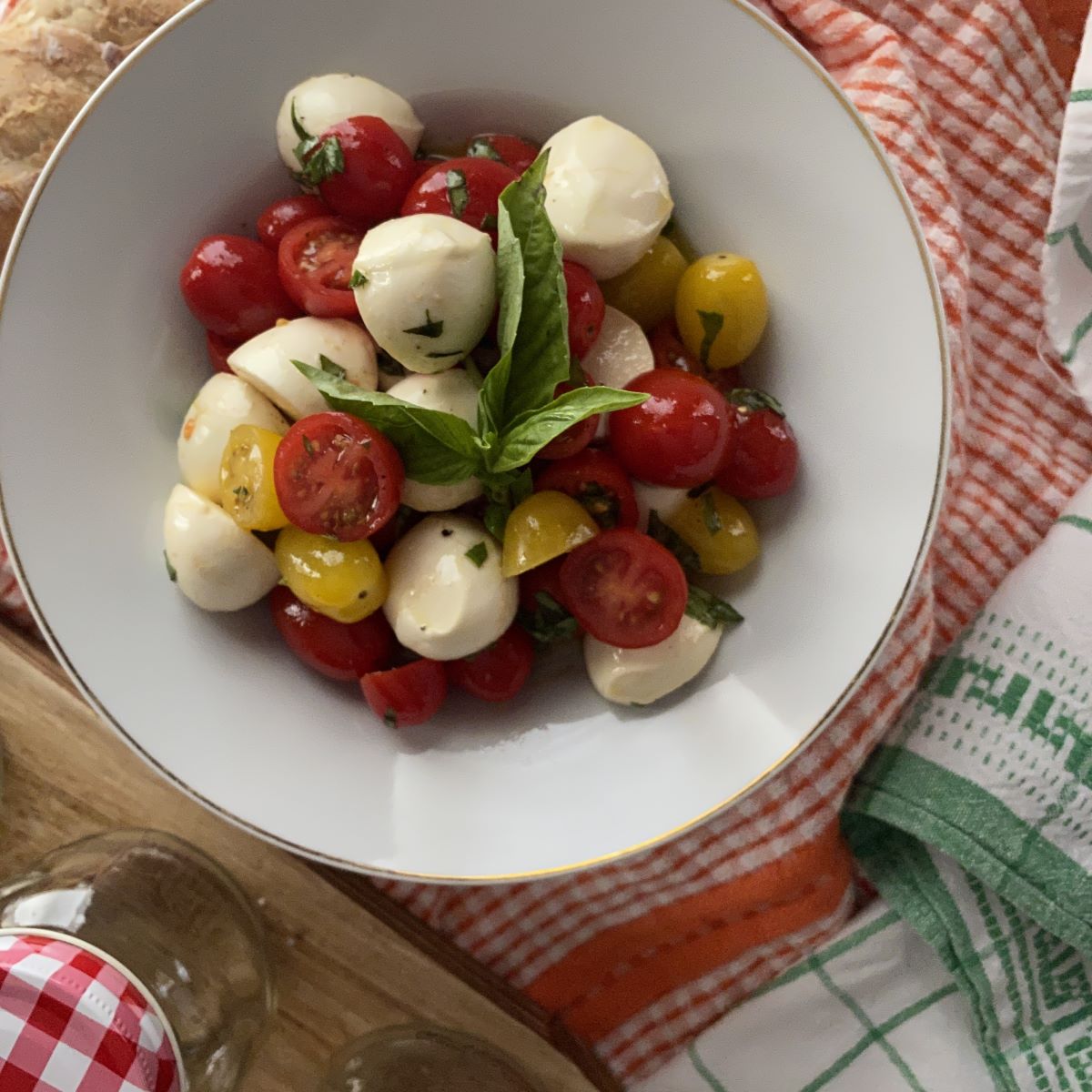 tomato and bocconcini salad in a bowl
