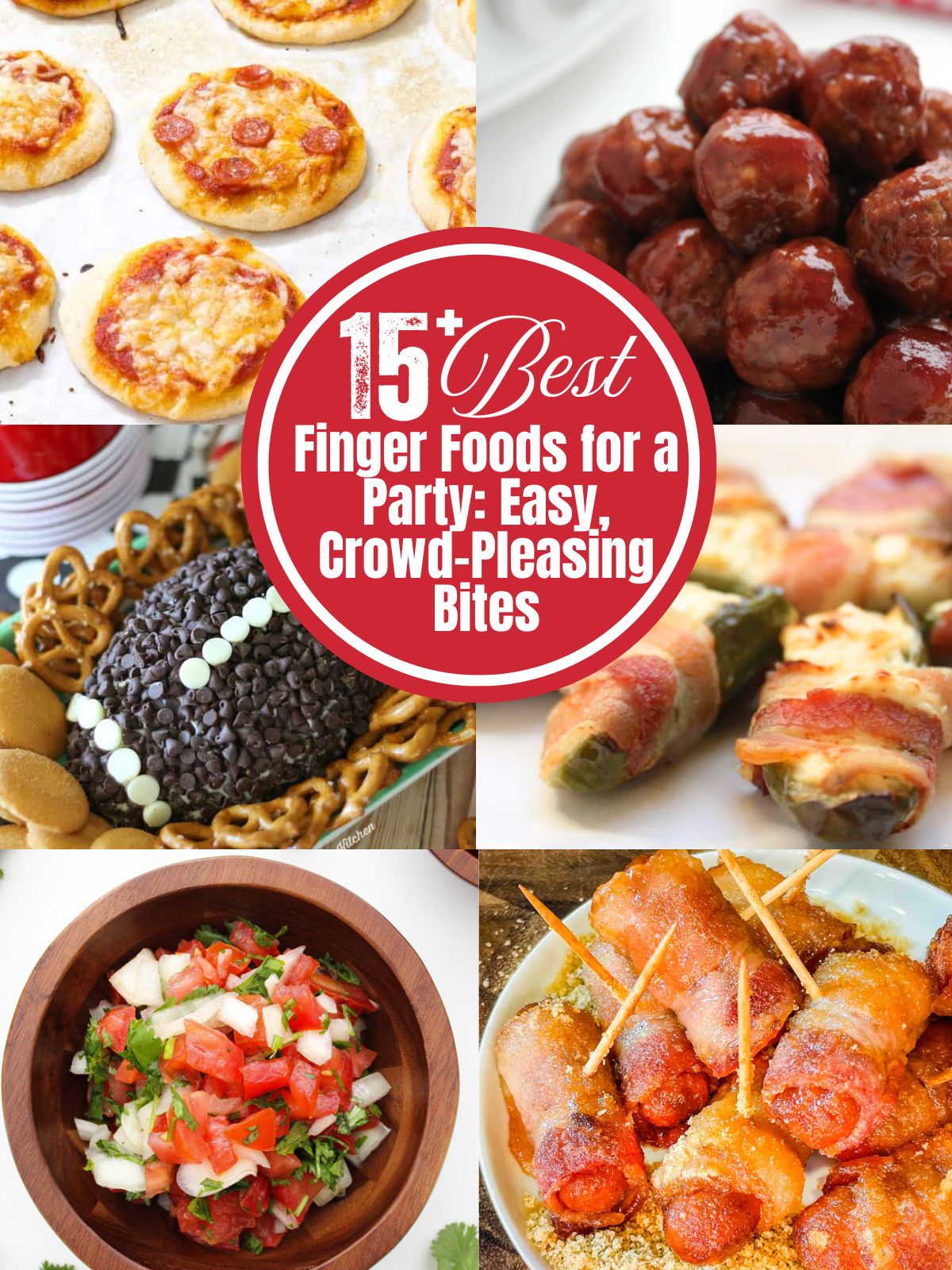 Collage of finger foods for a party