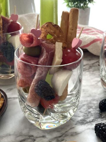 Antipasto in glass drinking cups