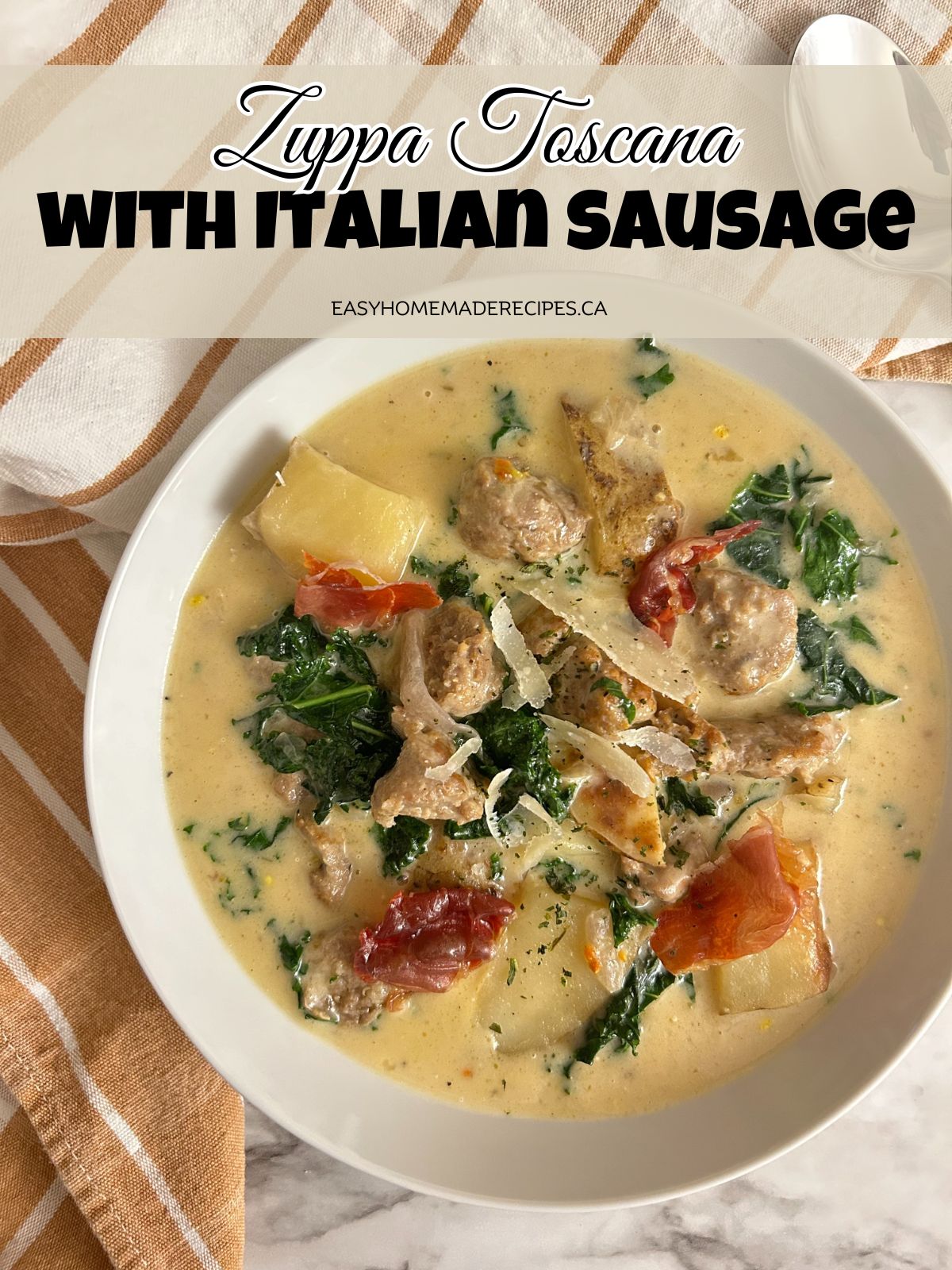 Zuppa toscana in a white plate PIN