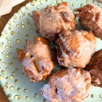 homemade Apple Fritters in a green plate