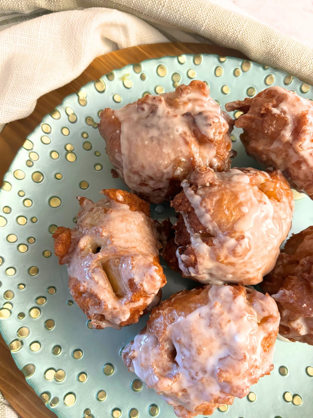 Apple Fritters in a green plate