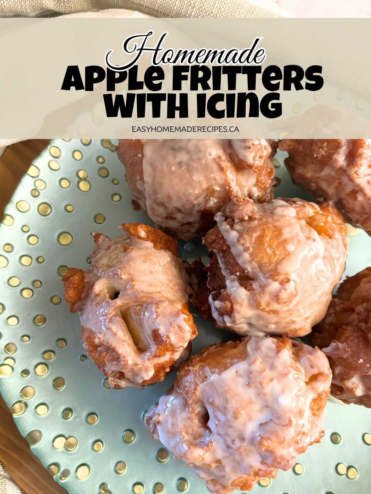 homemade Apple Fritters in a green plate PIN