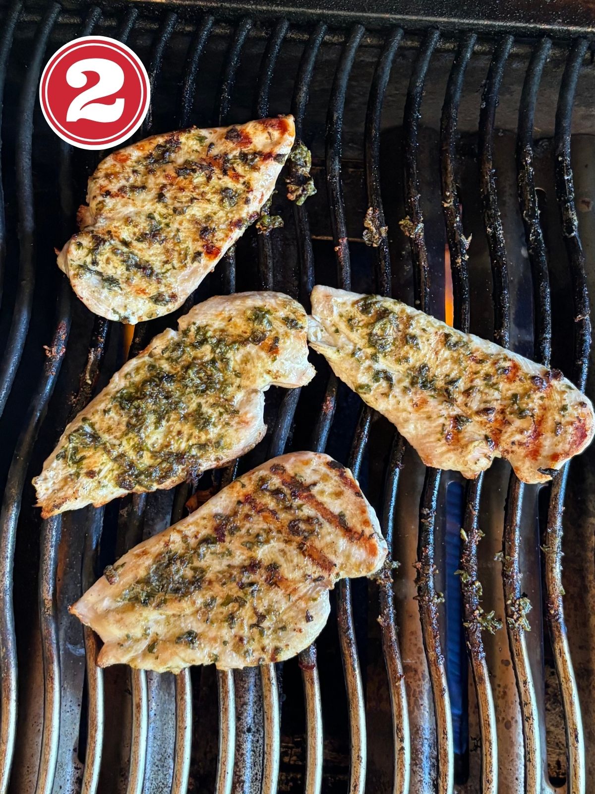 pesto chicken on the barbecue
