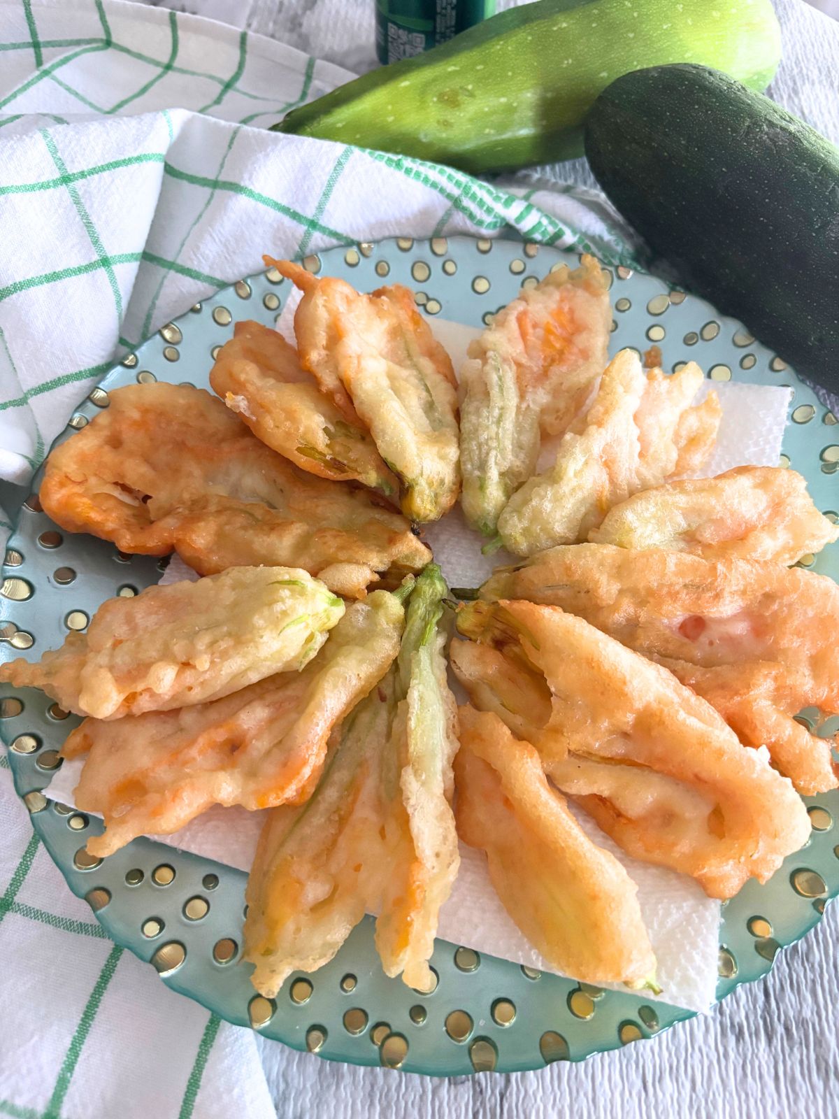 Fried Zucchini Flowers on a plate