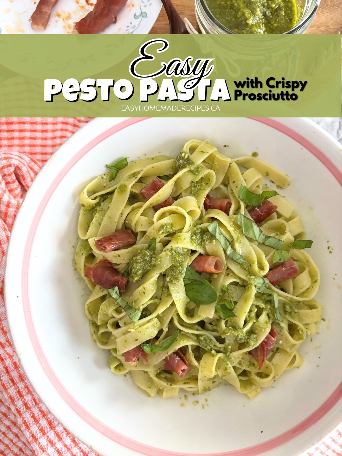 Pesto Pasta in a ceramic bowl PIN