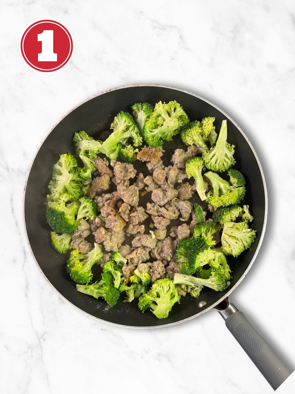 sausage and broccoli in a skillet