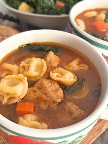 Sausage Tortellini Soup in a bowl