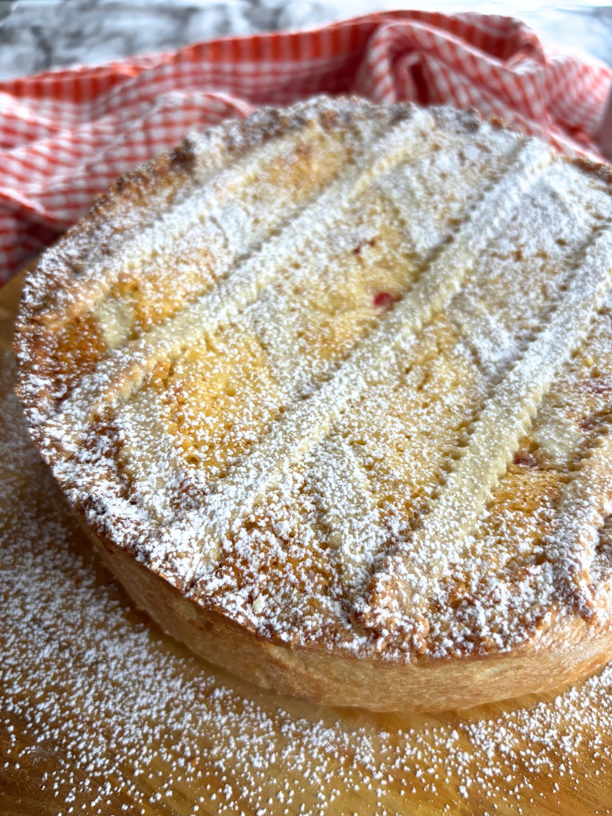 Pastiera Napolitana on a cutting board