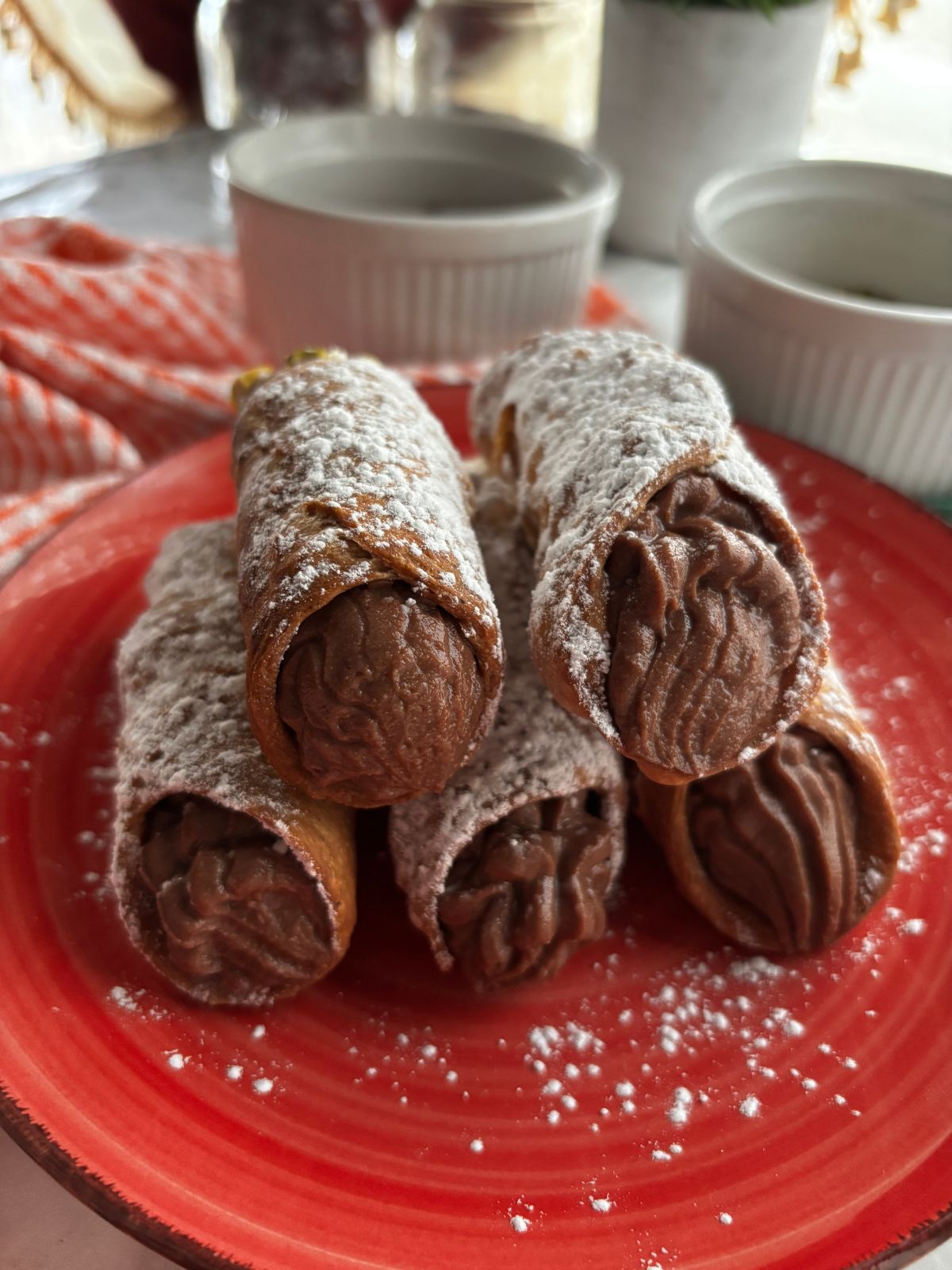 cannoli with chocolate ricotta filling