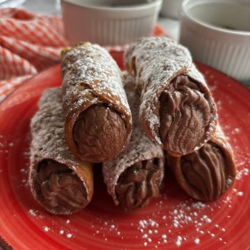 cannoli with chocolate ricotta filling