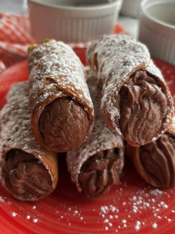 cannoli with chocolate ricotta filling
