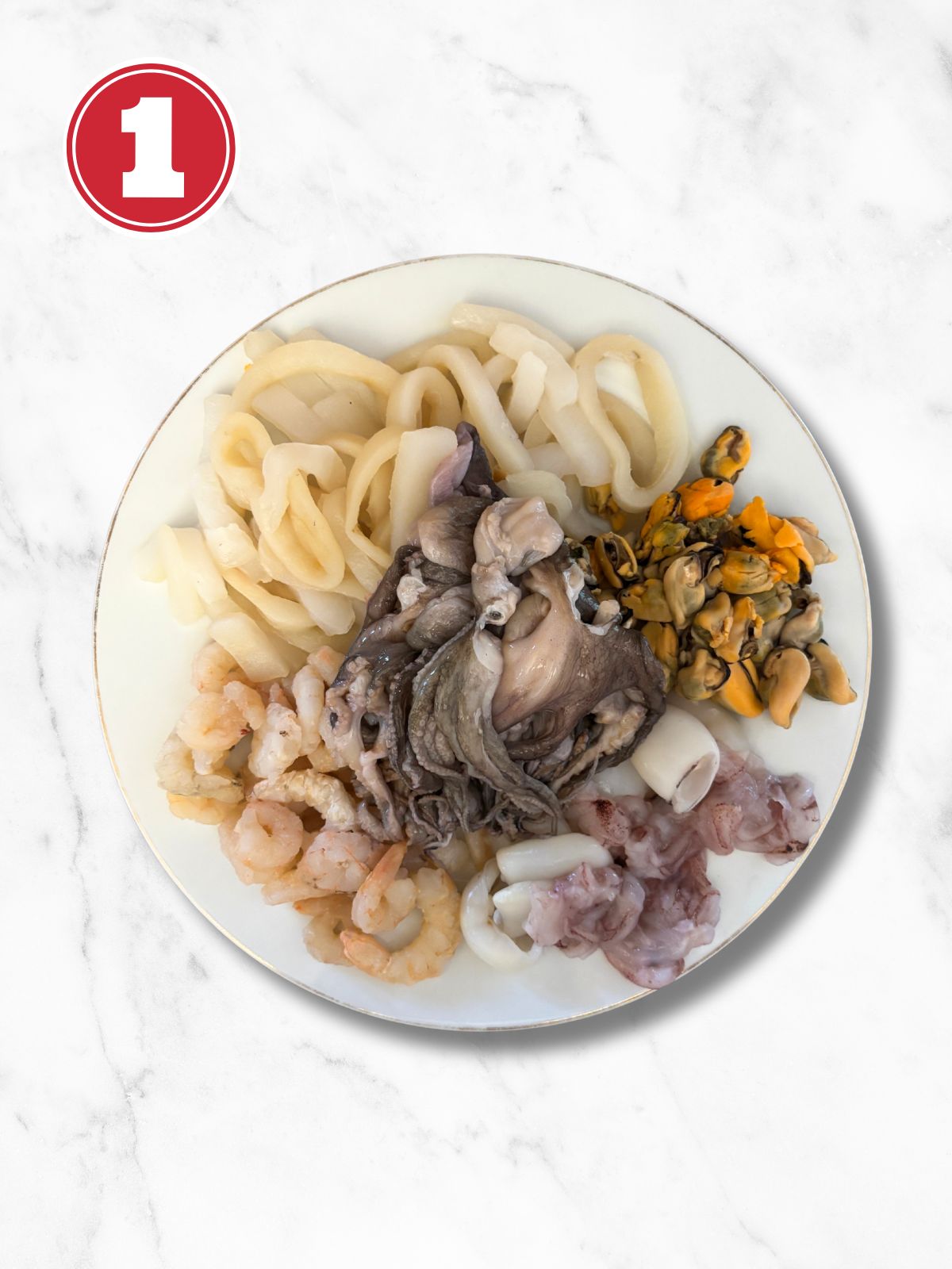 seafood on a white plate